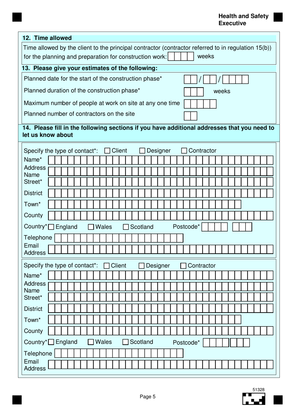 Form F10 Notification of Construction Project - United Kingdom, Page 5