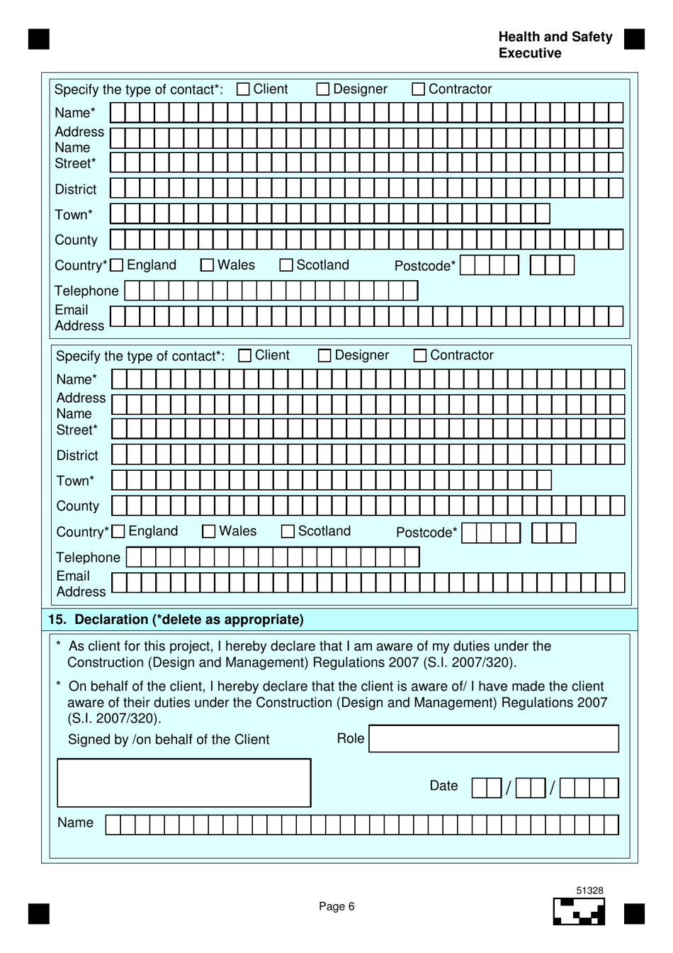 Form F10 Notification of Construction Project - United Kingdom, Page 6