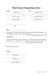 &quot;Real Estate Prospecting Letter Template&quot;