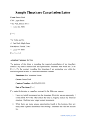 Sample Timeshare Cancellation Letter