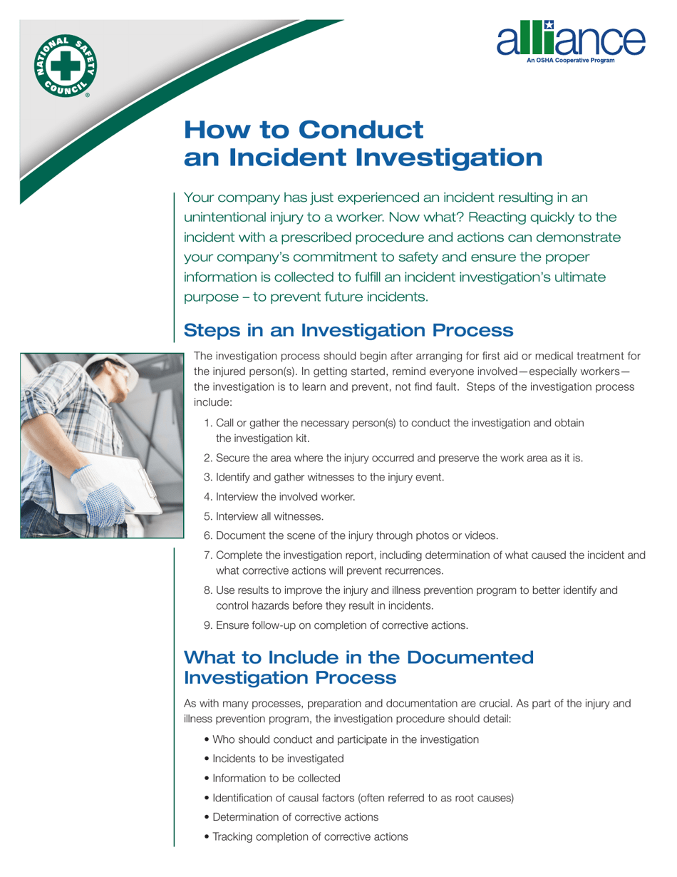 Conducting an Incident Investigation Guide
