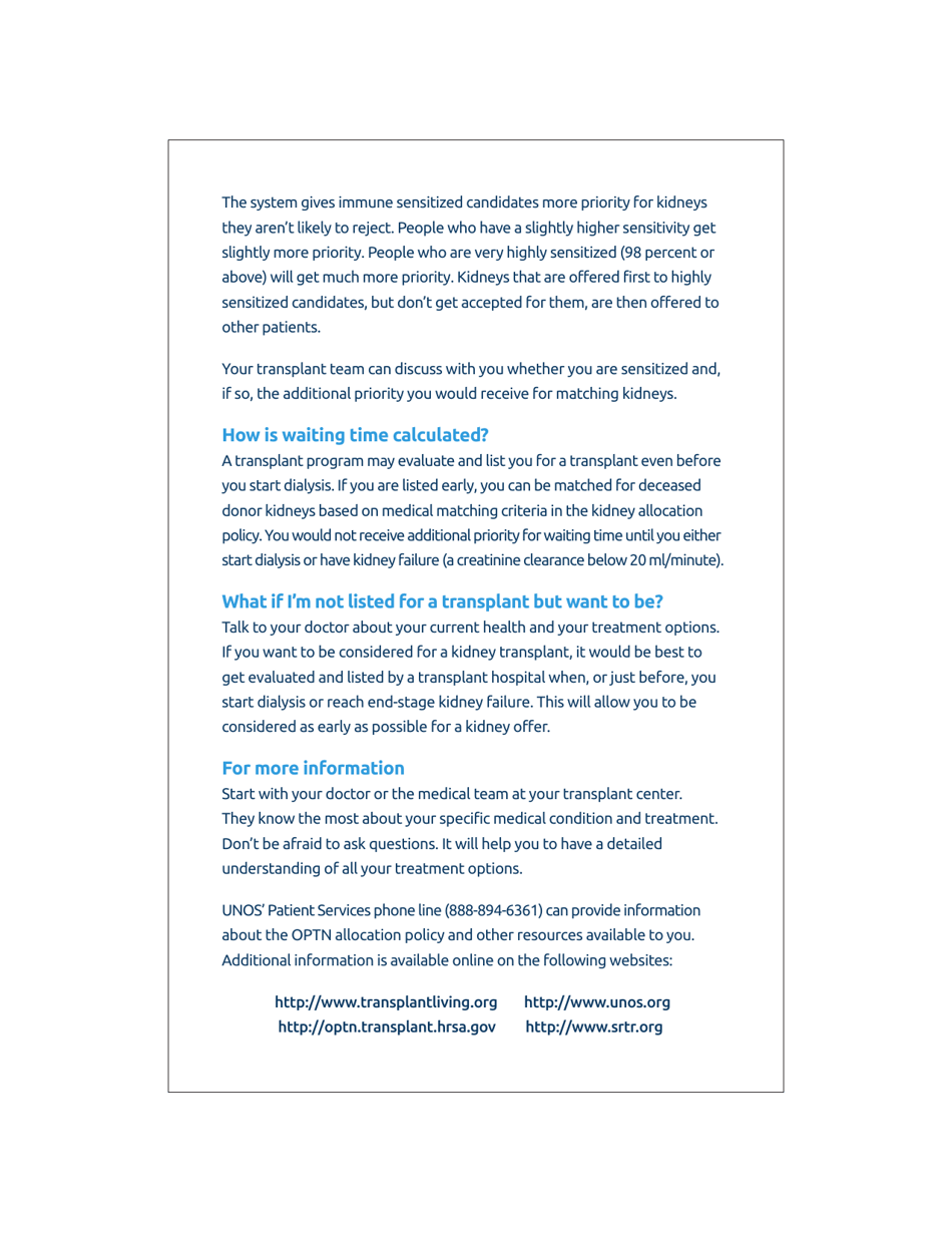 Questions and Answers for Transplant Candidates About the New Kidney Allocation System - Unos, Page 5