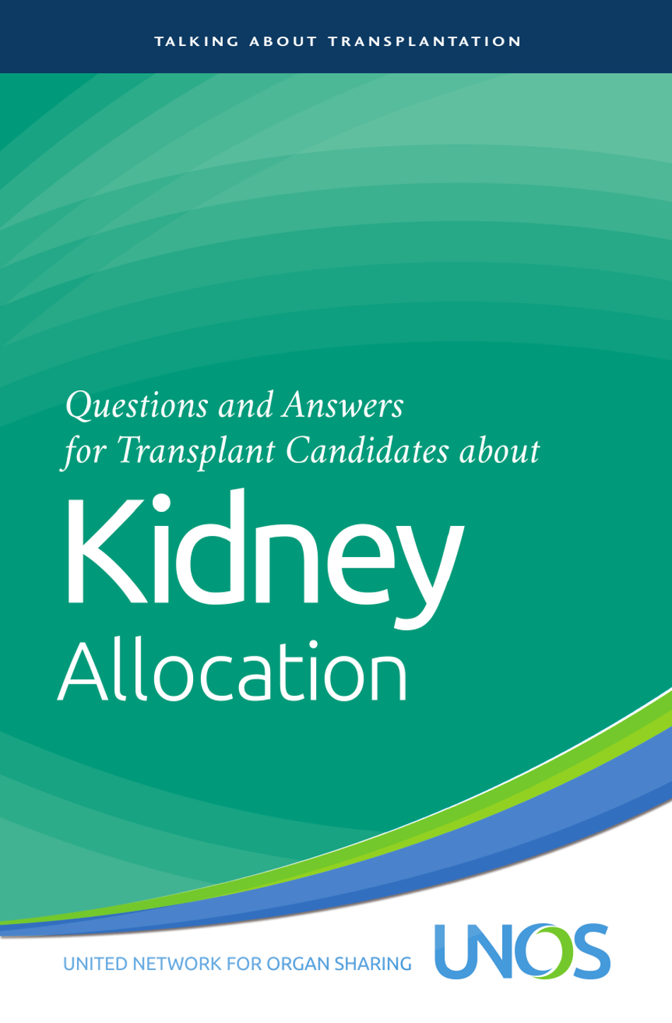 Questions and Answers for Transplant Candidates About the New Kidney Allocation System - Document Preview