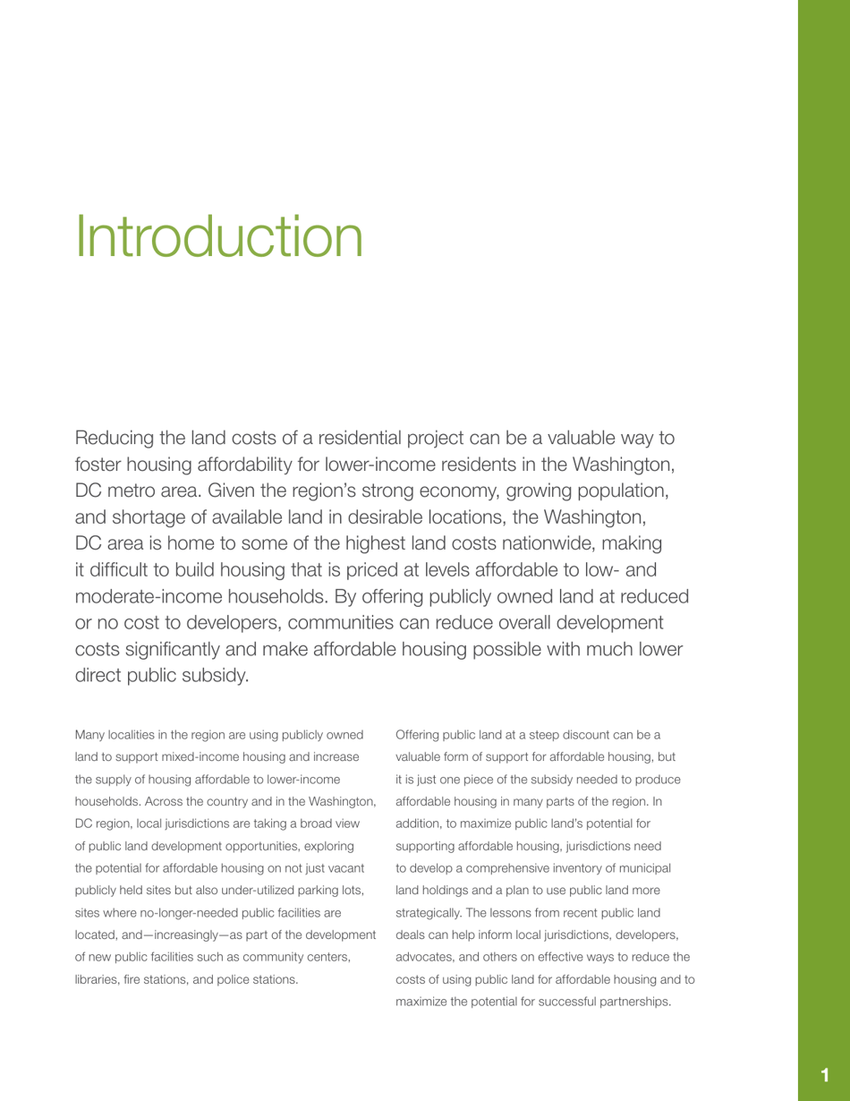 Public Land  Affordable Housing in the Washington Dc Region: Best Practices and Recommendations, Page 5