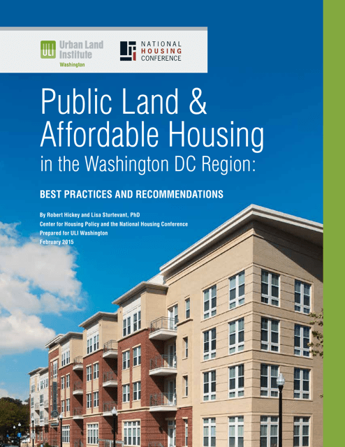 Public Land & Affordable Housing in the Washington Dc Region: Best Practices and Recommendations