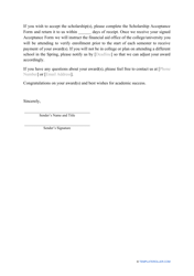 Scholarship Award Letter Template, Page 2