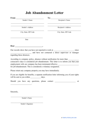 Document preview: Job Abandonment Letter Template