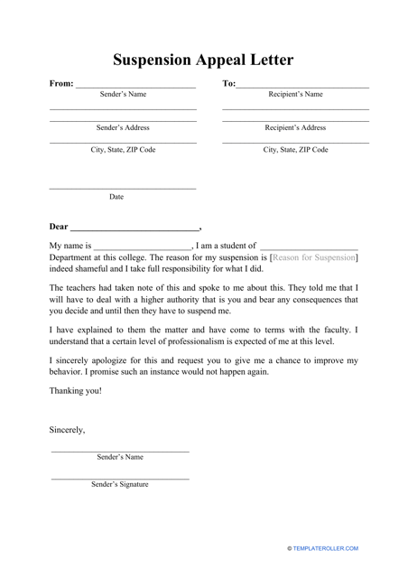Suspension Appeal Letter Template Download Pdf