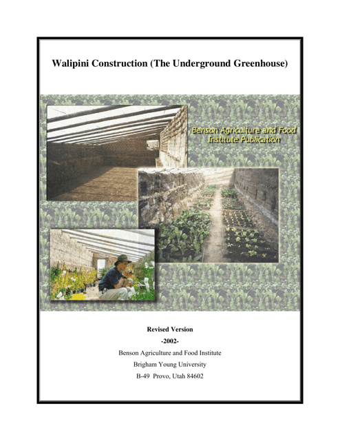 Walipini Construction - The Underground Greenhouse
