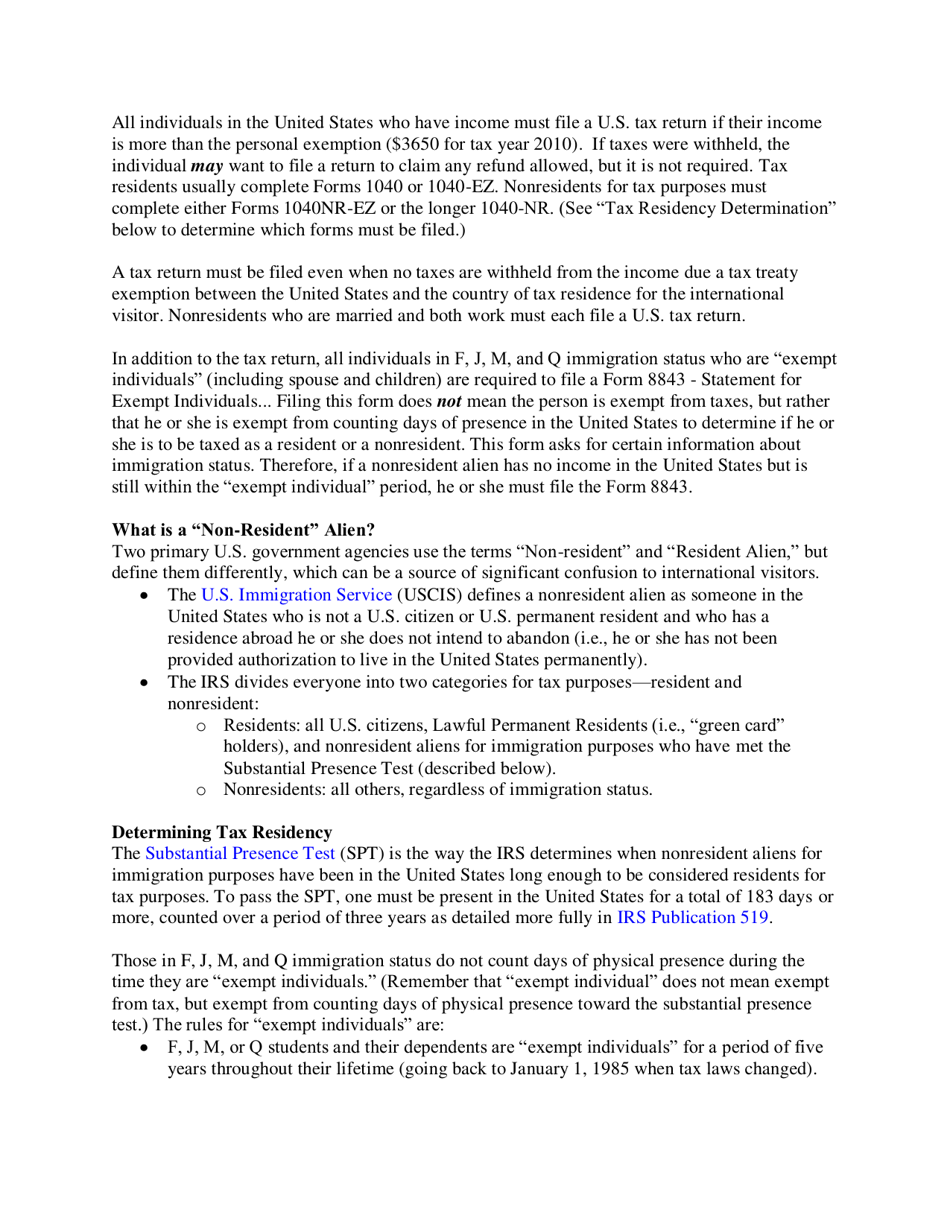 Professional Networks: International Student and Scholar Advising - Federal Income Tax Brochure, Nafsa, Page 4