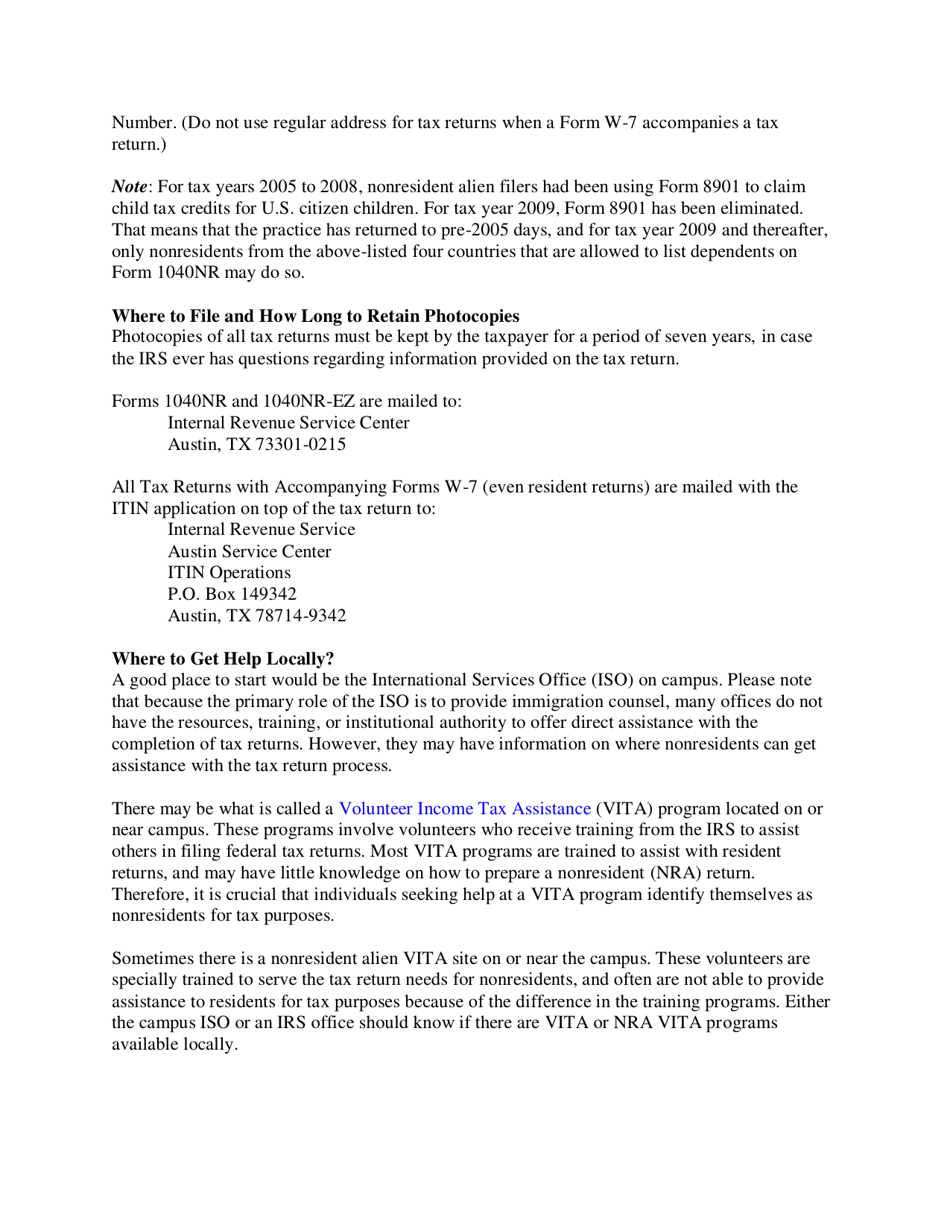 Professional Networks: International Student and Scholar Advising - Federal Income Tax Brochure, Nafsa, Page 6