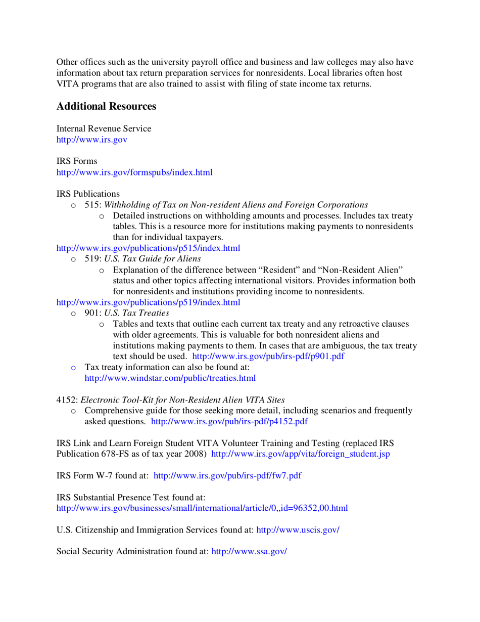 Professional Networks: International Student and Scholar Advising - Federal Income Tax Brochure, Nafsa, Page 7