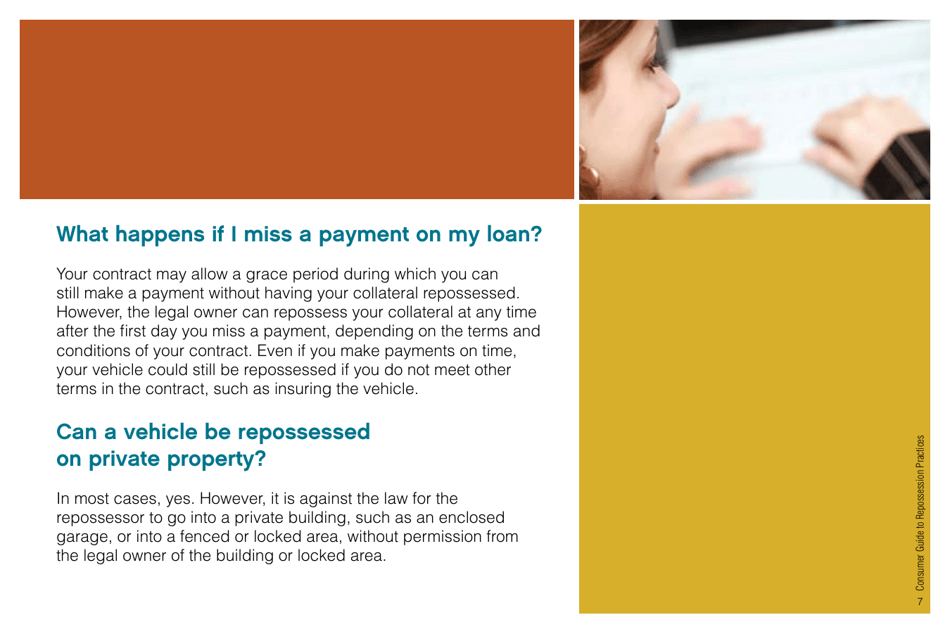Consumers Guide to Repossession Practices - California, Page 7