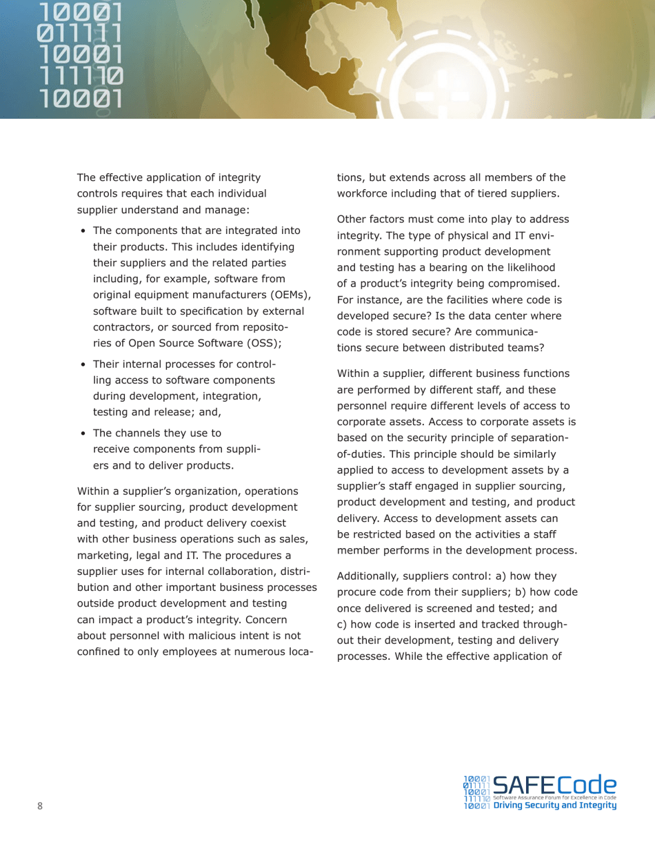 The Software Supply Chain Integrity Framework: Defining Risks and Responsibilities for Securing Software in the Global Supply Chain - Safecode, Page 10