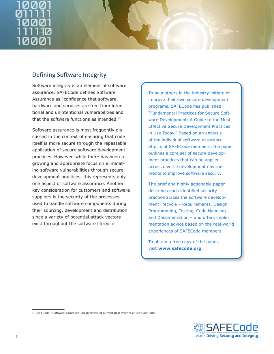 The Software Supply Chain Integrity Framework: Defining Risks and Responsibilities for Securing Software in the Global Supply Chain - Safecode, Page 4