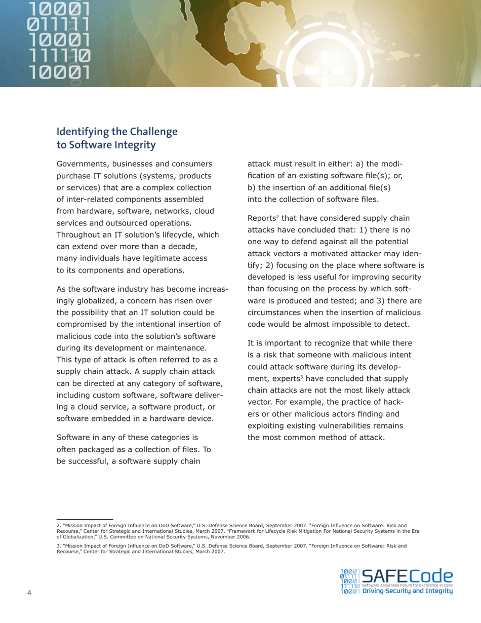 The Software Supply Chain Integrity Framework: Defining Risks and Responsibilities for Securing Software in the Global Supply Chain - Safecode, Page 6