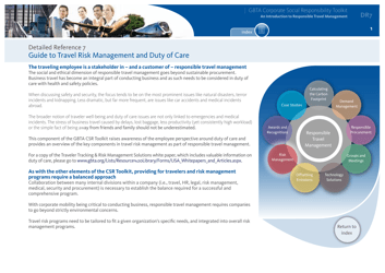 Document preview: Detailed Reference 7: Guide to Travel Risk Management and Duty of Care - Global Business Travel Association