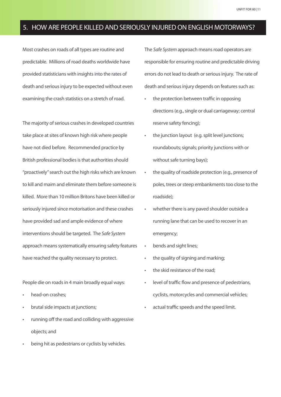 Unfit for 80 - Road Safety Foundation, Page 11