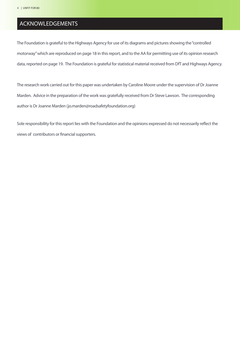 Unfit for 80 - Road Safety Foundation, Page 4