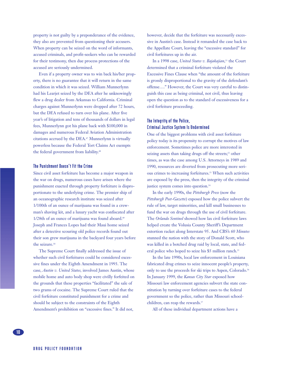 Policy Briefing: Asset Forfeiture - the Drug Policy Foundation, Page 10