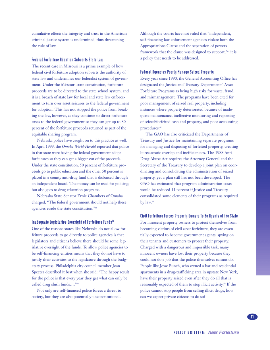 Policy Briefing: Asset Forfeiture - the Drug Policy Foundation, Page 11