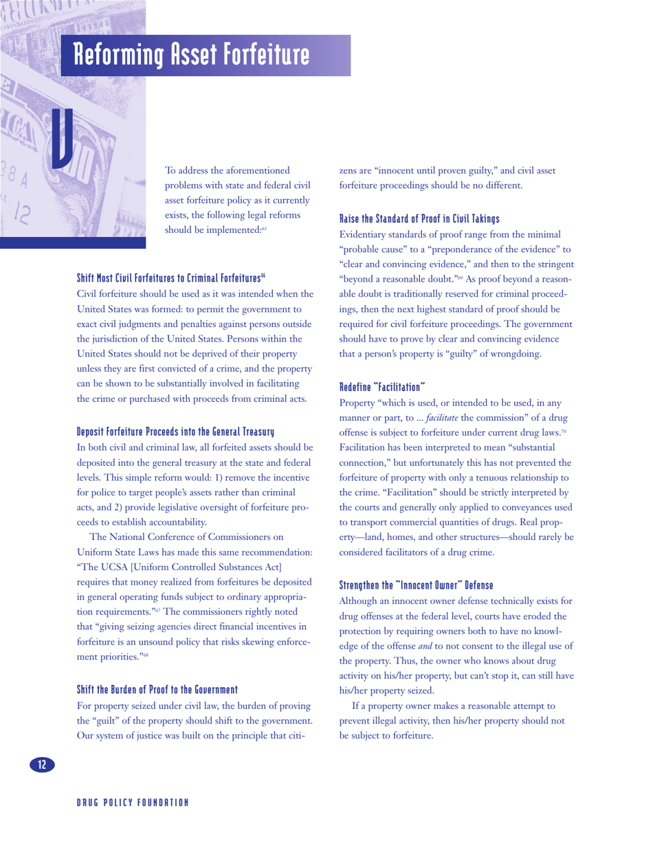 Policy Briefing: Asset Forfeiture - the Drug Policy Foundation, Page 12