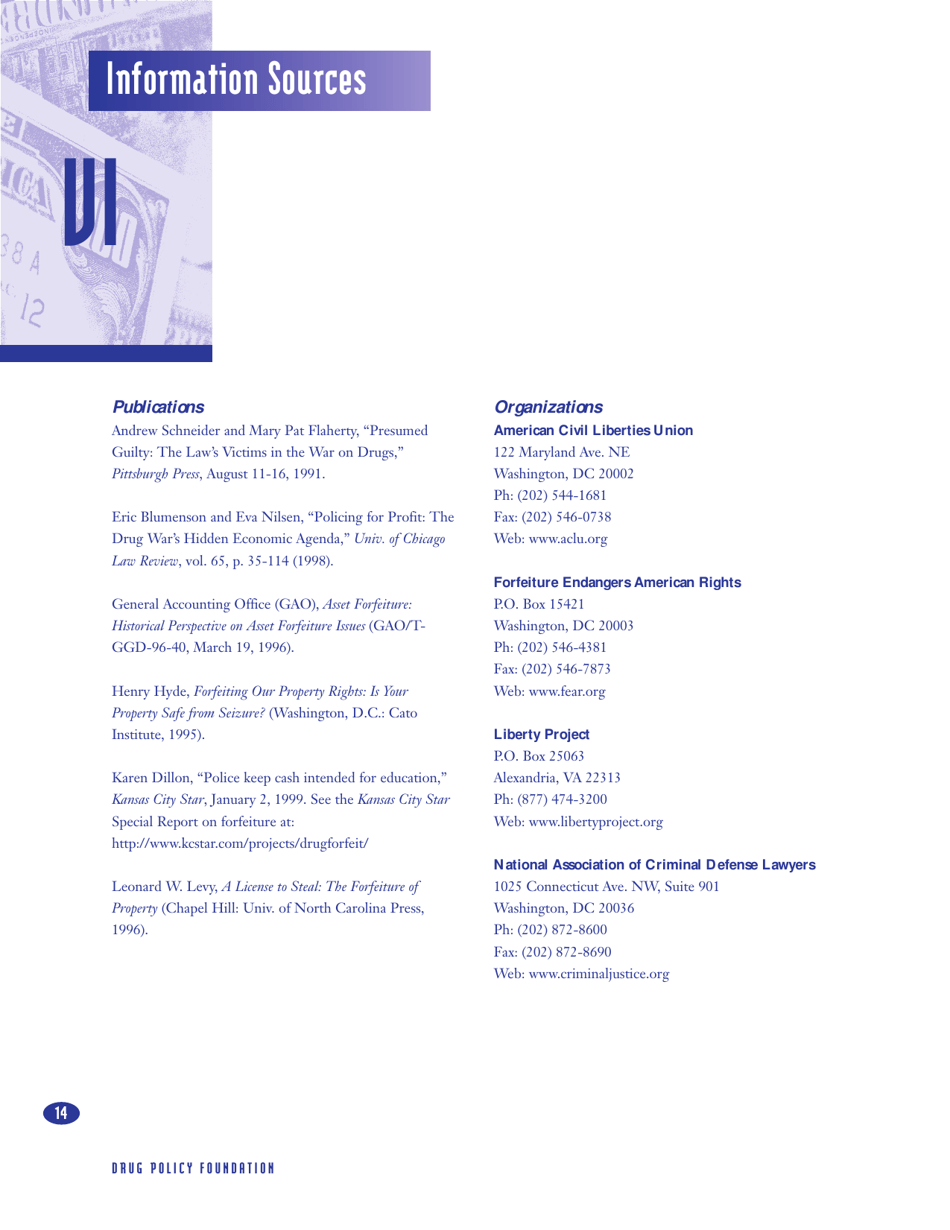 Policy Briefing: Asset Forfeiture - the Drug Policy Foundation, Page 14