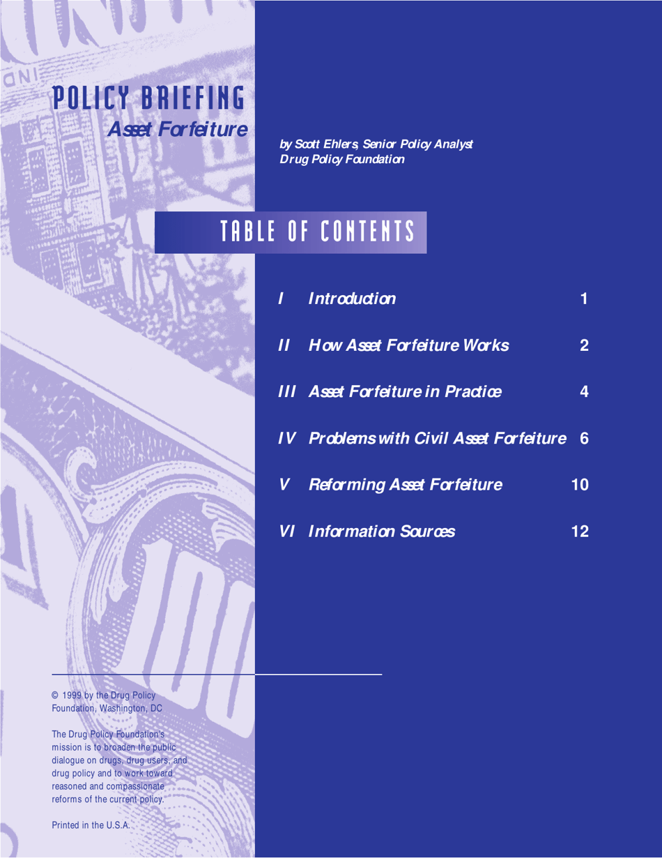 Policy Briefing: Asset Forfeiture - the Drug Policy Foundation, Page 2