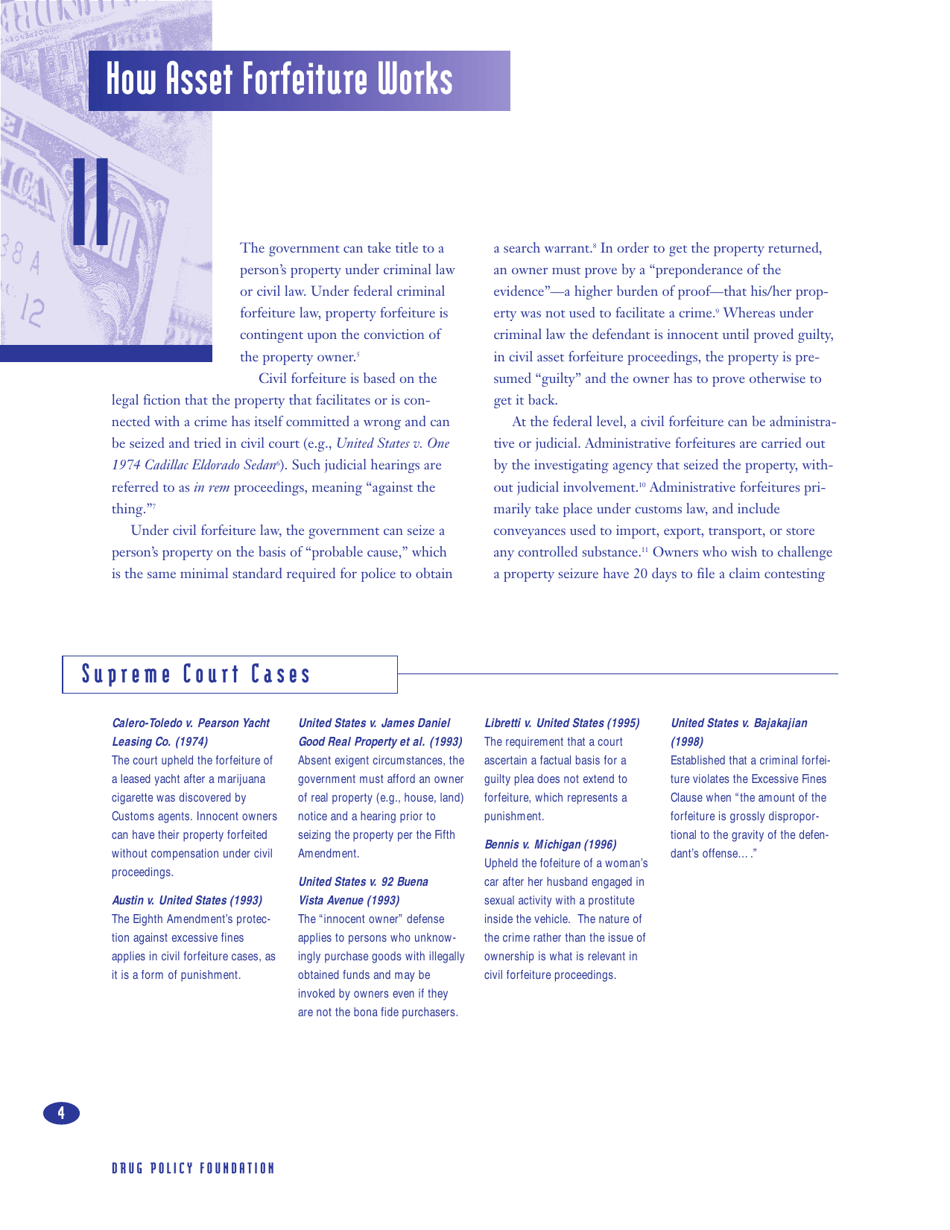 Policy Briefing: Asset Forfeiture - the Drug Policy Foundation, Page 4