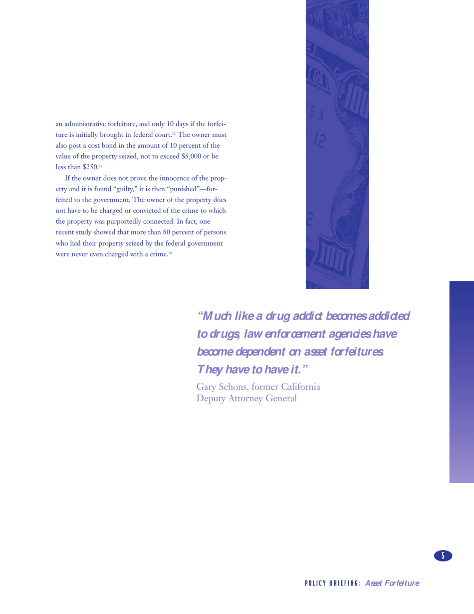 Policy Briefing: Asset Forfeiture - the Drug Policy Foundation, Page 5