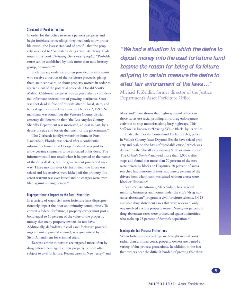 Policy Briefing: Asset Forfeiture - the Drug Policy Foundation, Page 9