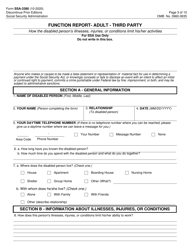 Form SSA-3380 Function Report - Adult - Third Party Form, Page 3