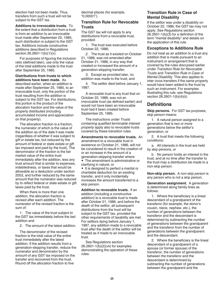 Instructions for IRS Form 706-GS(D-1) Notification of Distribution From a Generation-Skipping Trust, Page 2