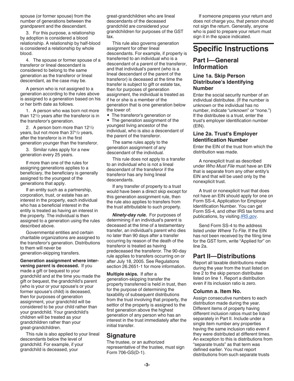 Instructions for IRS Form 706-GS(D-1) Notification of Distribution From a Generation-Skipping Trust, Page 3