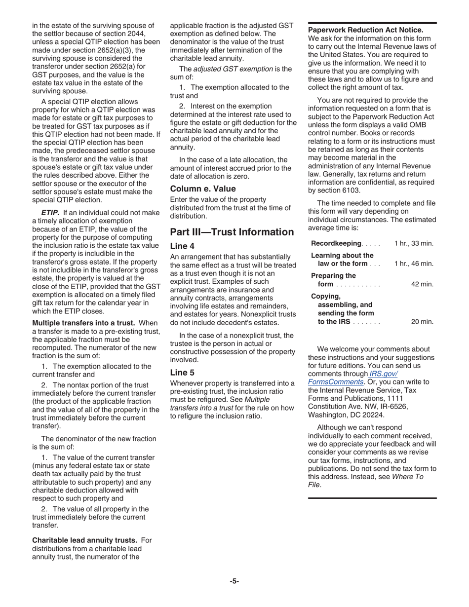 Instructions for IRS Form 706-GS(D-1) Notification of Distribution From a Generation-Skipping Trust, Page 5