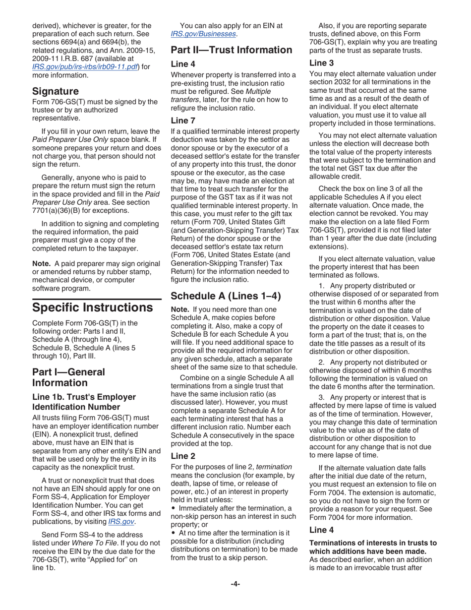 Instructions for IRS Form 706-GS(T) Generation-Skipping Transfer Tax Return for Terminations, Page 4