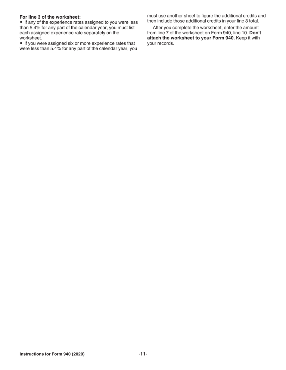 Instructions for IRS Form 940 Employers Annual Federal Unemployment (Futa) Tax Return, Page 11