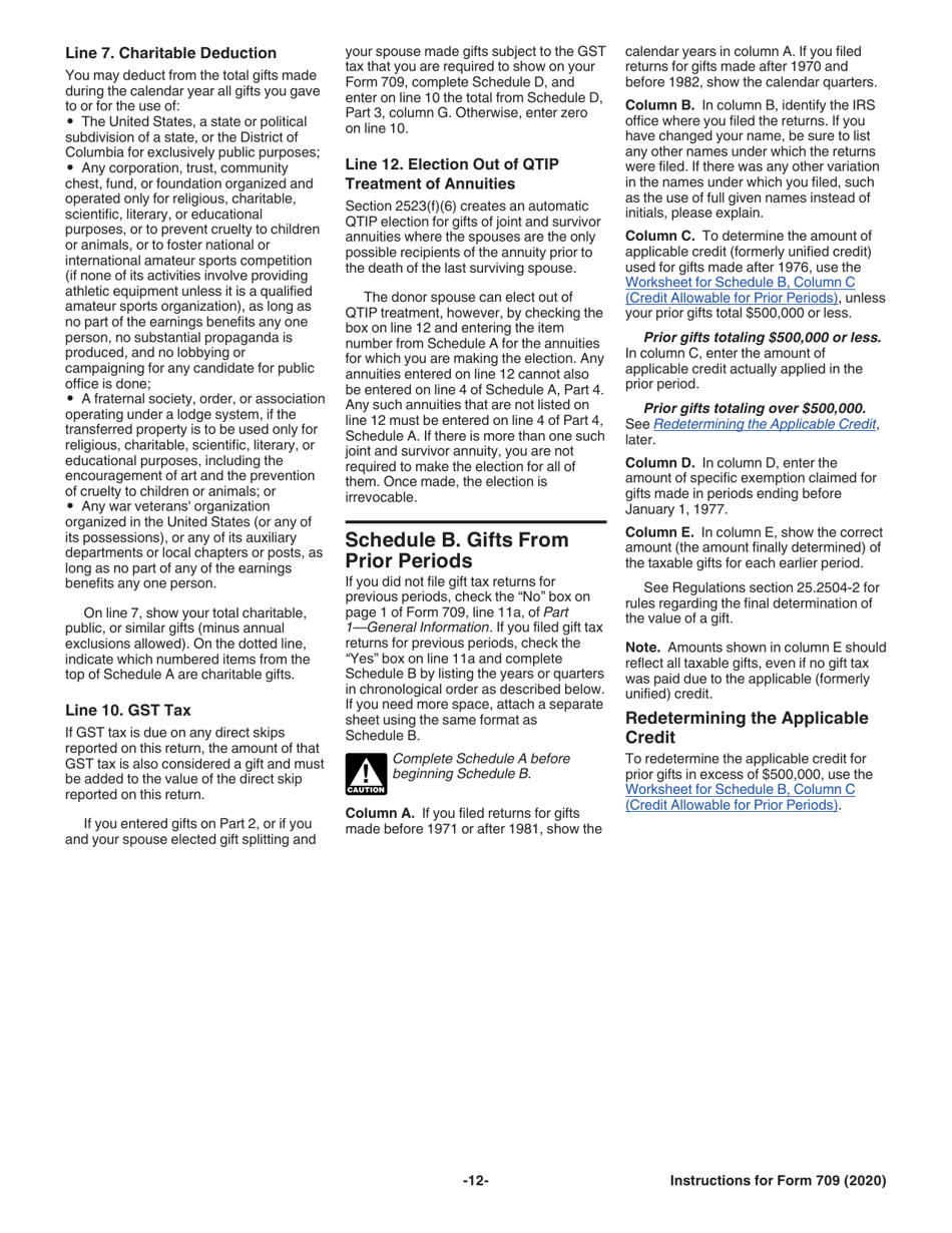 Instructions for IRS Form 709 United States Gift (And Generation-Skipping Transfer) Tax Return, Page 12