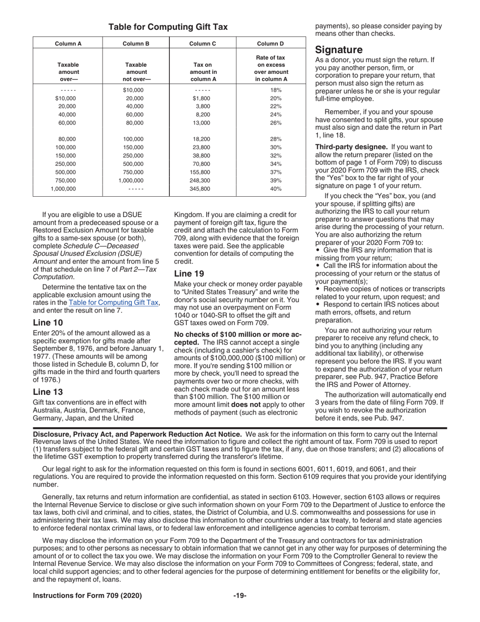 Instructions for IRS Form 709 United States Gift (And Generation-Skipping Transfer) Tax Return, Page 19