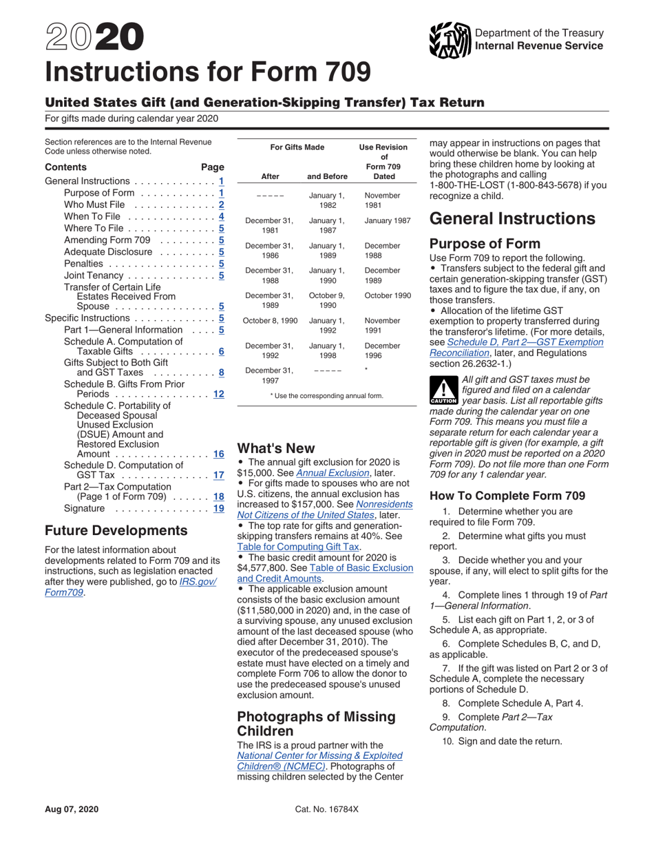 Instructions for IRS Form 709 United States Gift (And Generation-Skipping Transfer) Tax Return, Page 1