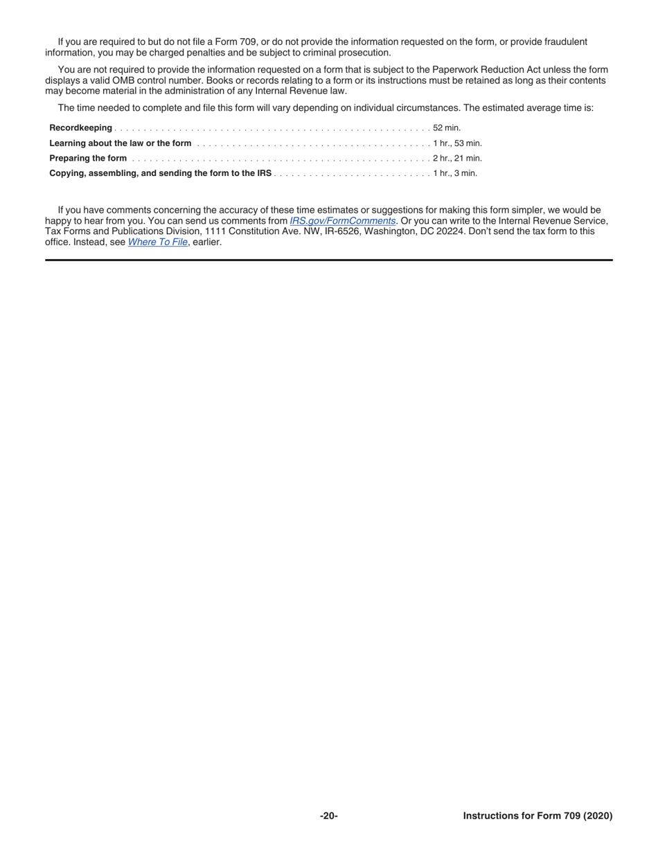 Instructions for IRS Form 709 United States Gift (And Generation-Skipping Transfer) Tax Return, Page 20