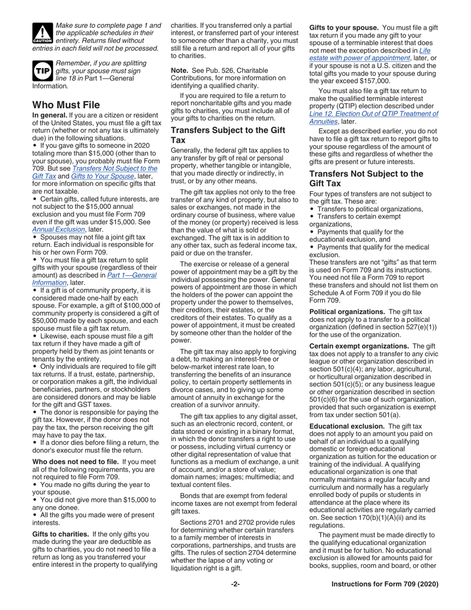 Instructions for IRS Form 709 United States Gift (And Generation-Skipping Transfer) Tax Return, Page 2