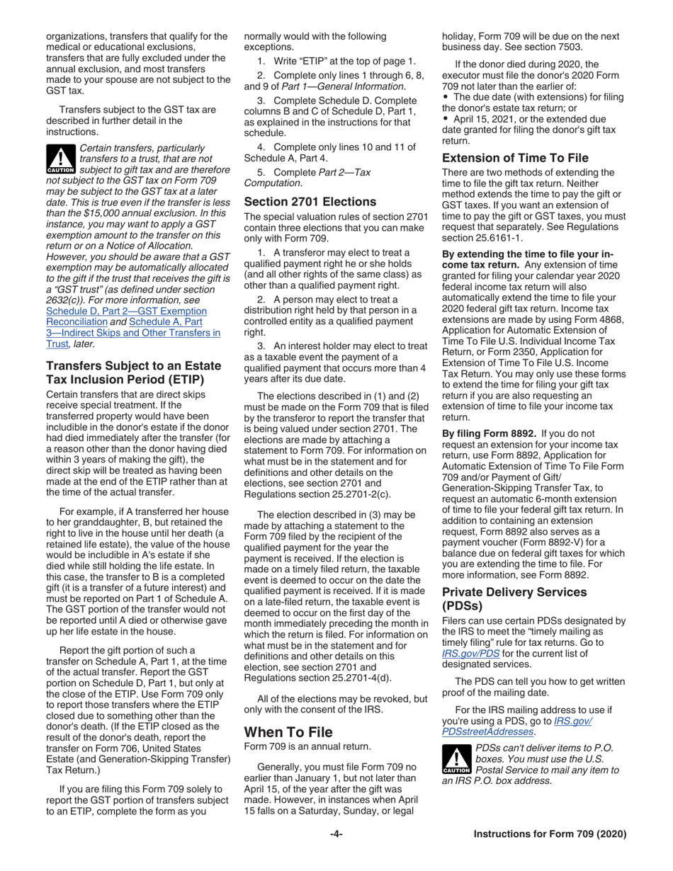 Instructions for IRS Form 709 United States Gift (And Generation-Skipping Transfer) Tax Return, Page 4