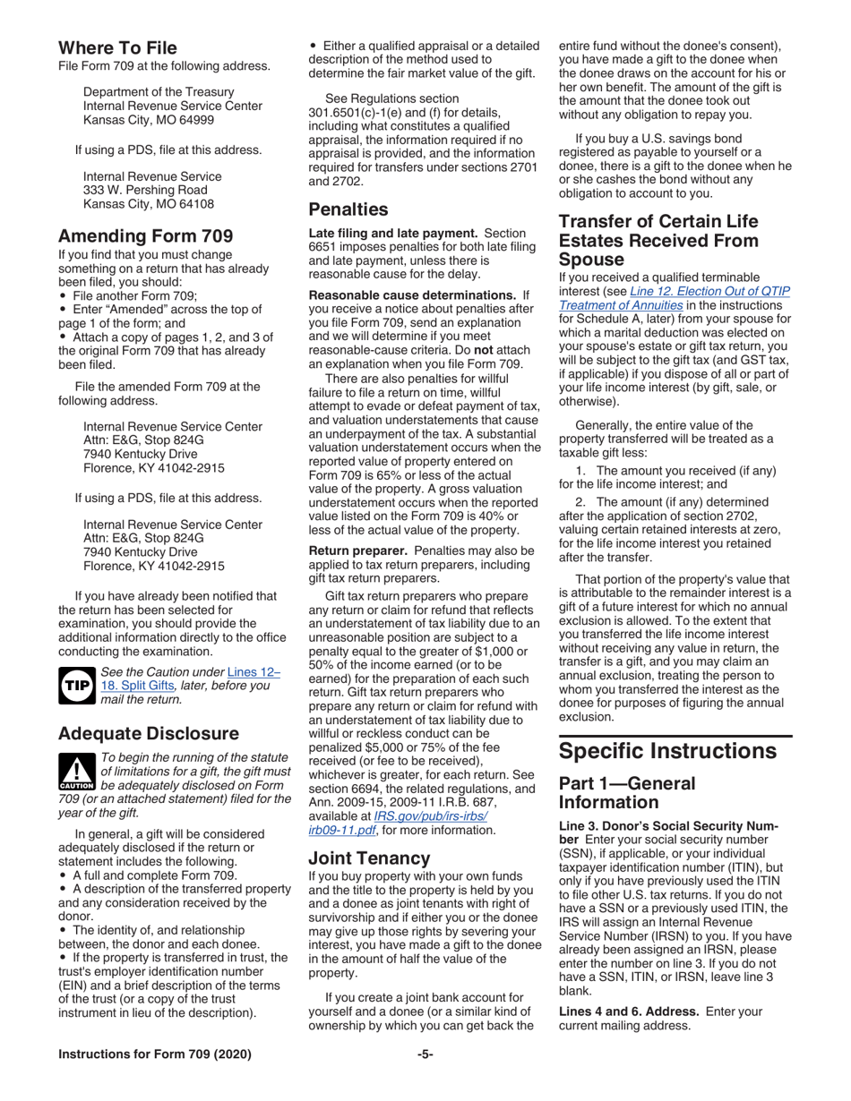 Instructions for IRS Form 709 United States Gift (And Generation-Skipping Transfer) Tax Return, Page 5