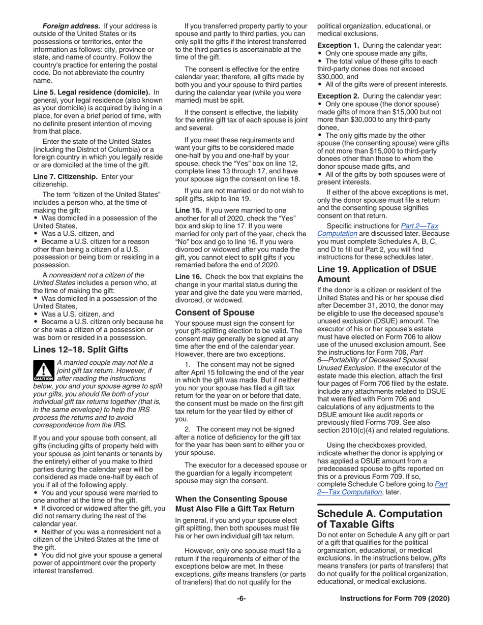 Instructions for IRS Form 709 United States Gift (And Generation-Skipping Transfer) Tax Return, Page 6