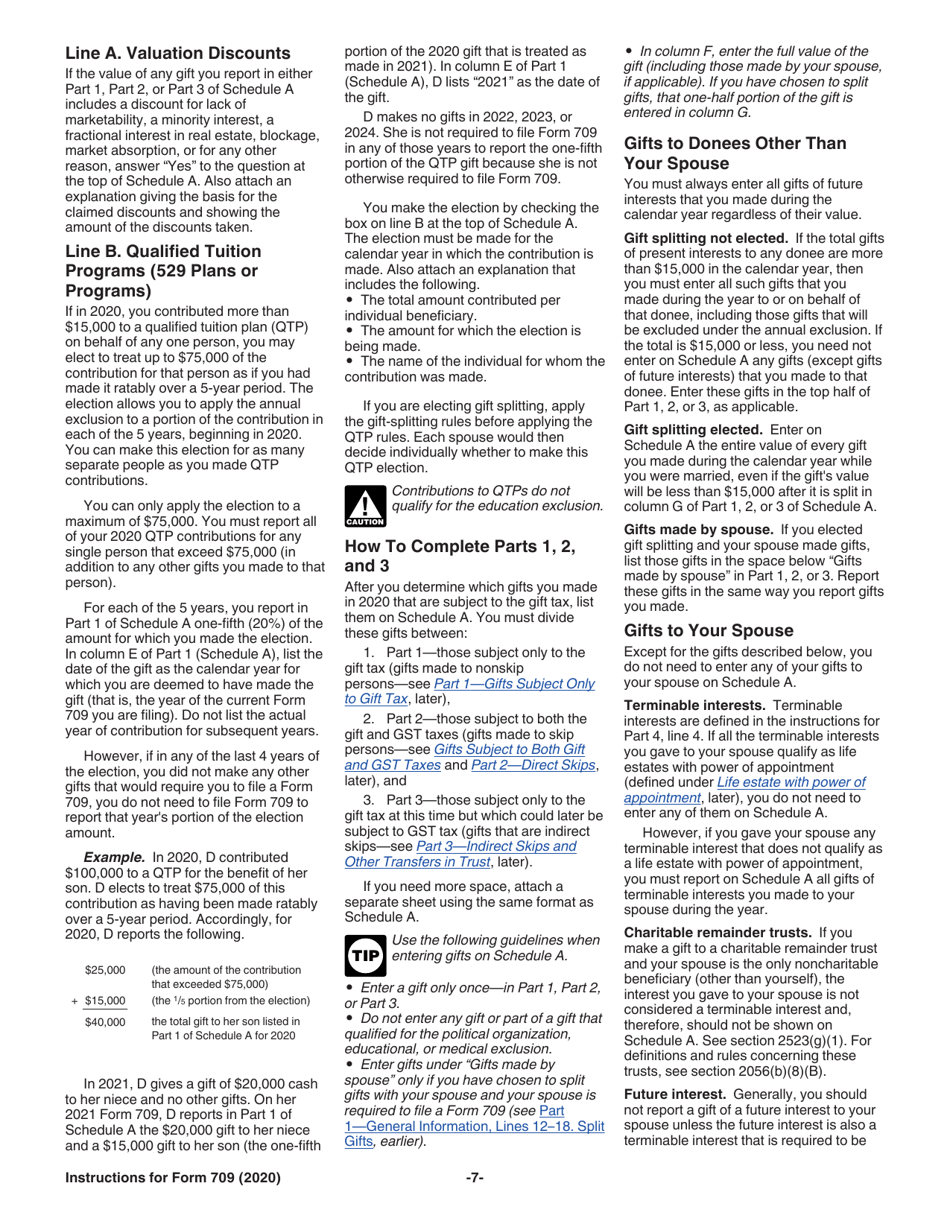 Instructions for IRS Form 709 United States Gift (And Generation-Skipping Transfer) Tax Return, Page 7