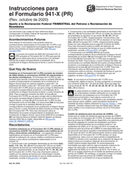 Instrucciones para IRS Formulario 941-X (PR) Ajuste a La Declaracion Federal Trimestral Del Patrono O Reclamacion De Reembolso (Puerto Rican Spanish)