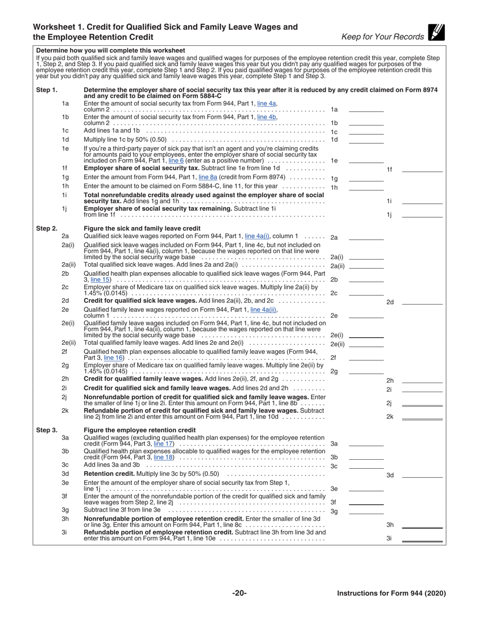 Instructions for IRS Form 944 Employers Annual Federal Tax Return, Page 20