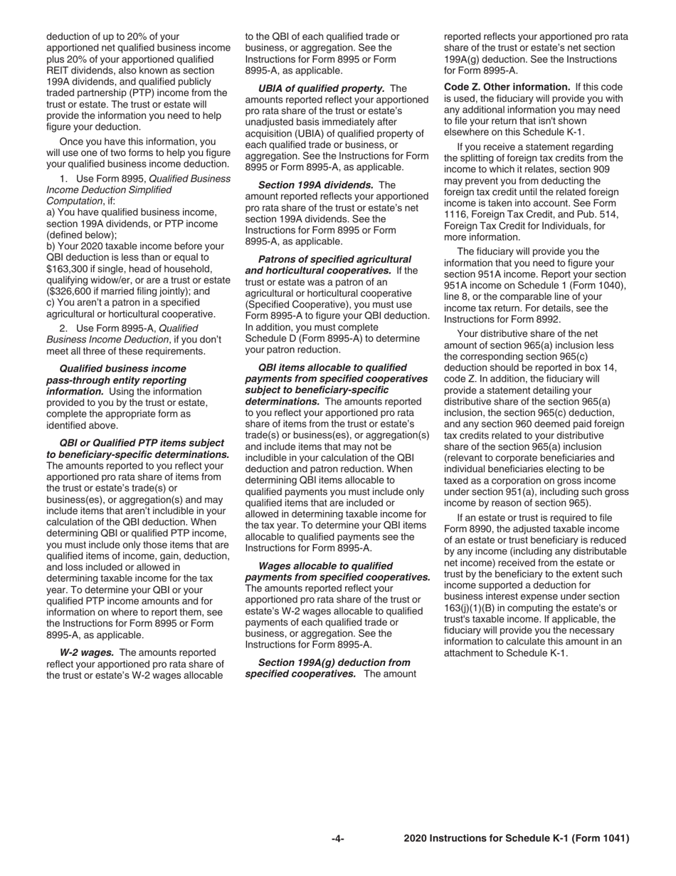 Download Instructions for IRS Form 1041 Schedule K1 Beneficiary's