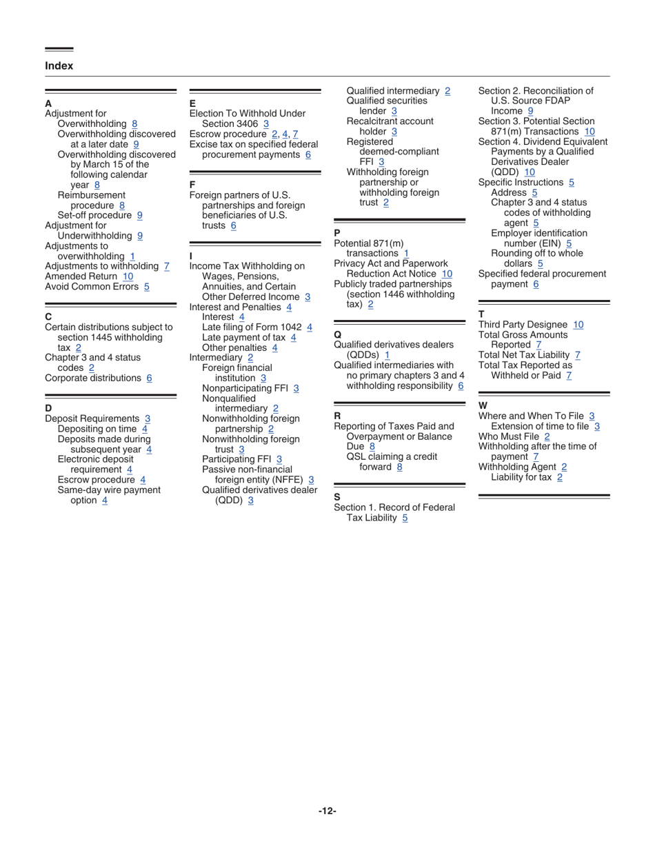 Instructions for IRS Form 1042 Annual Withholding Tax Return for U.S. Source Income of Foreign Persons, Page 12